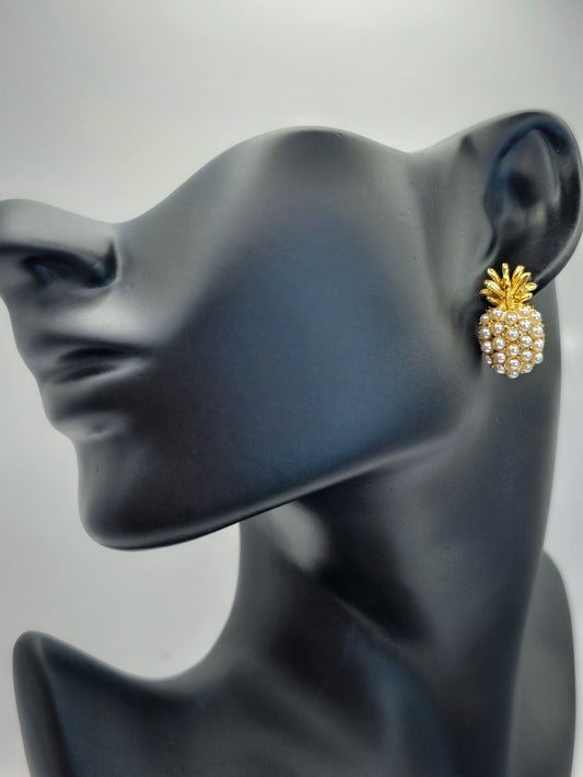 Pineapple Pearl Alloy Stud Earrings