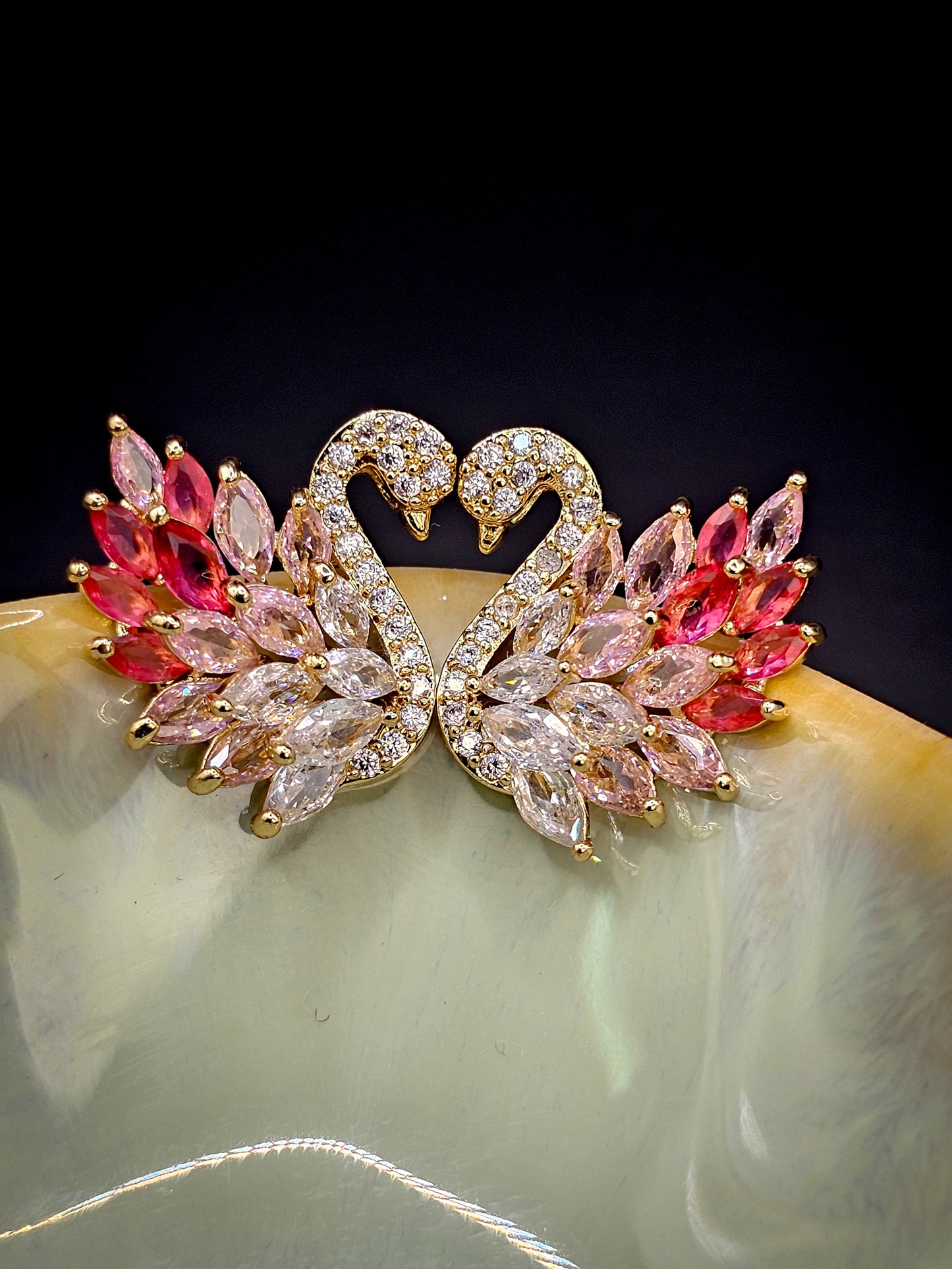 Golden Powder Swan Sparkling Studs