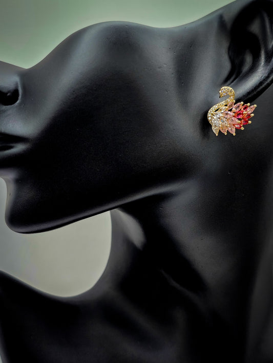 Golden Powder Swan Sparkling Studs
