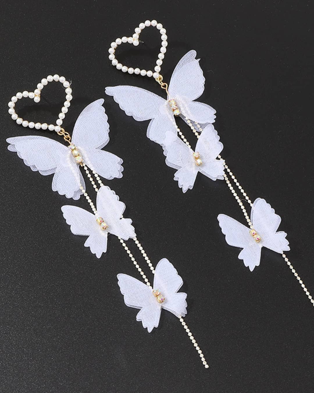 Butterfly Heart-shaped Long Tassels
