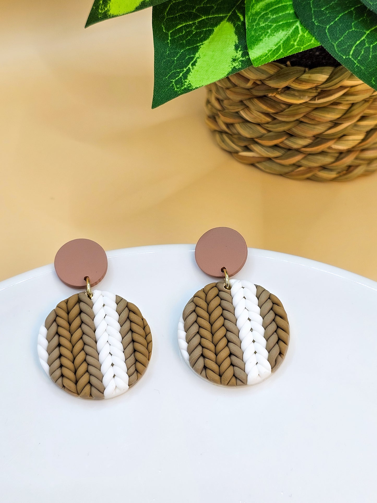 Wheat Pattern Polymer Clay Dangles