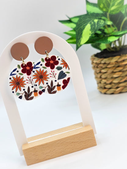 Daisy Floral Acrylic Round Dangles