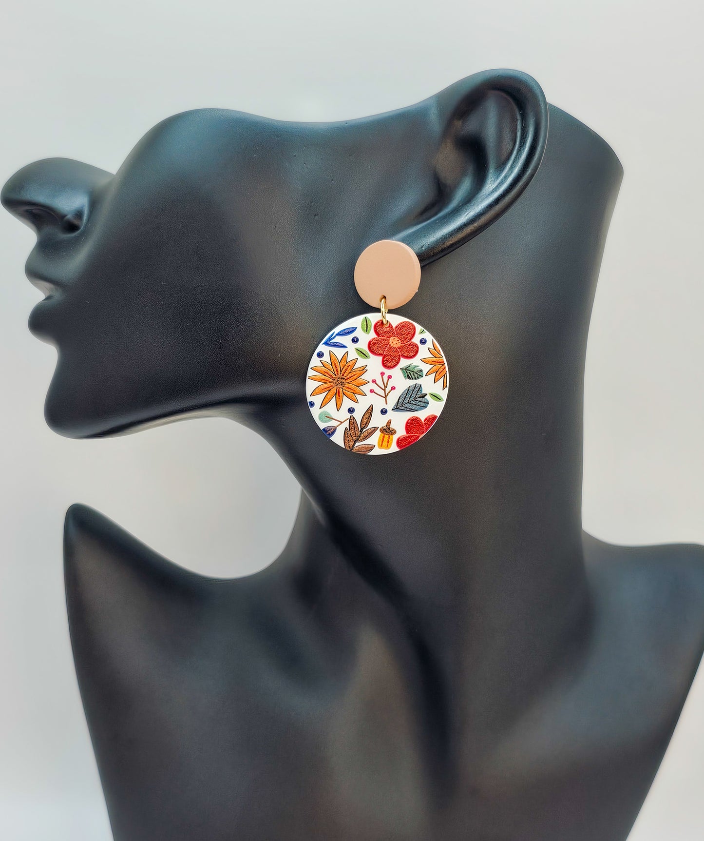 Daisy Floral Acrylic Round Dangles