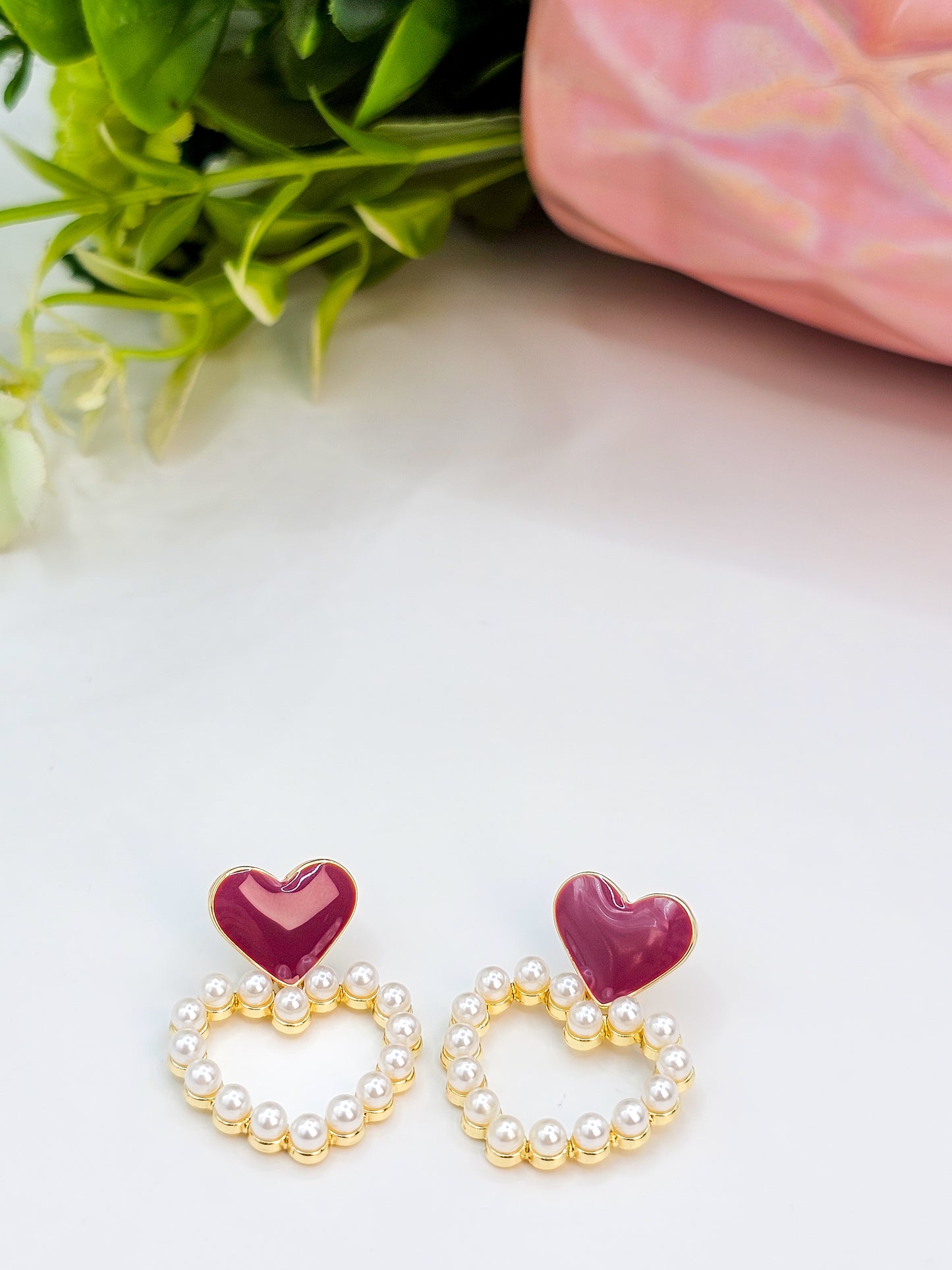 Amour Heart-shaped Pearl Hoops