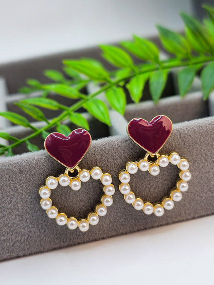 Amour Heart-shaped Pearl Hoops