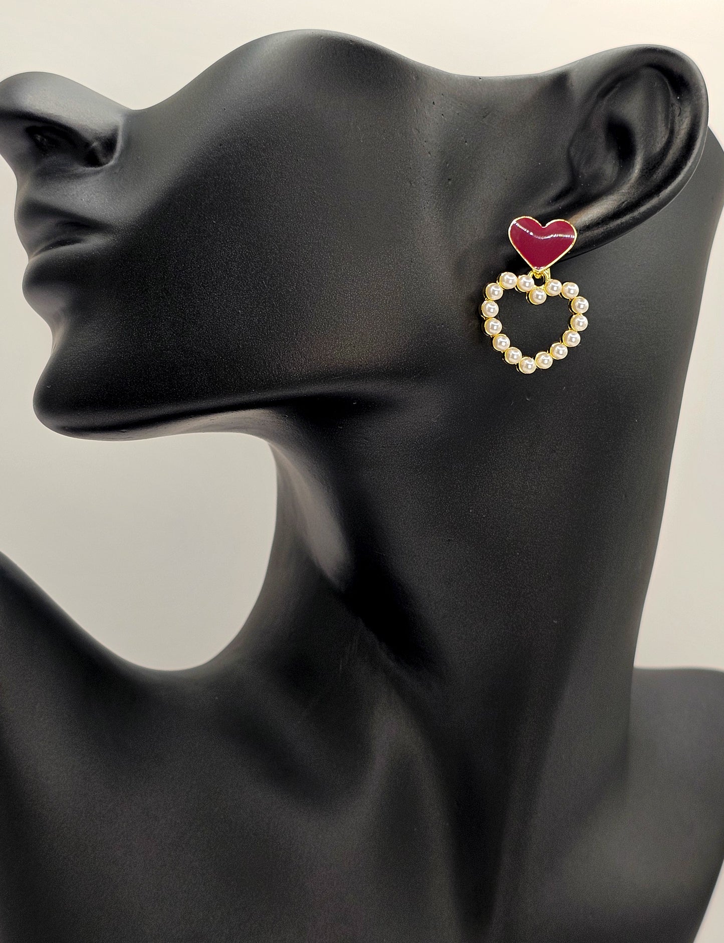 Amour Heart-shaped Pearl Hoops