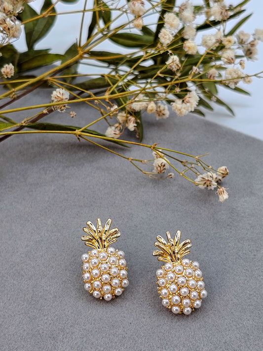 Pineapple Pearl Alloy Stud Earrings