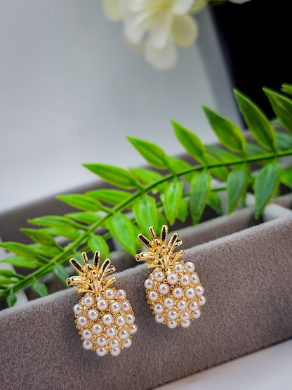 Pineapple Pearl Alloy Stud Earrings