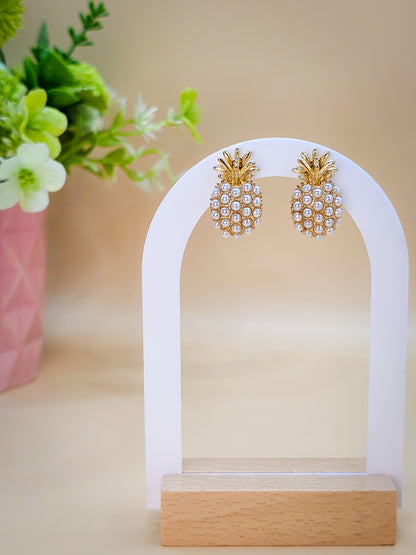 Pineapple Pearl Alloy Stud Earrings