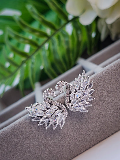 Silvery Zirconium Swan Sparkling Studs