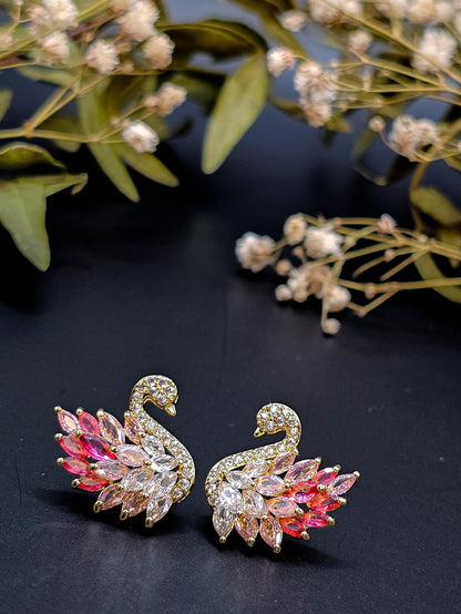 Golden Powder Swan Sparkling Studs