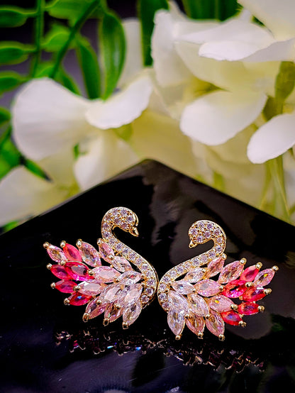 Golden Powder Swan Sparkling Studs