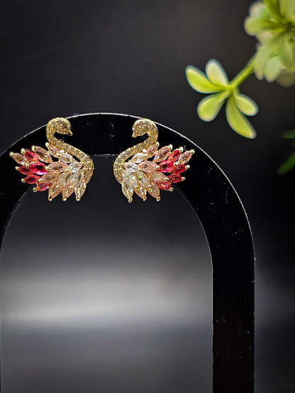Golden Powder Swan Sparkling Studs