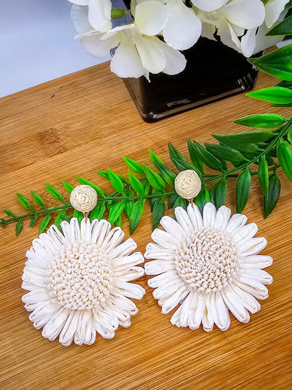 Boho Daisy Raffia Earrings