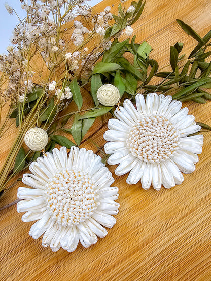 Boho Daisy Raffia Earrings