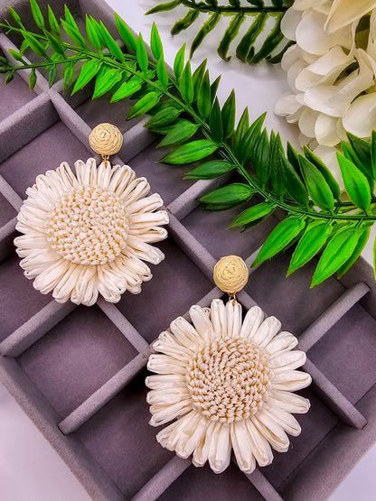Boho Daisy Raffia Earrings