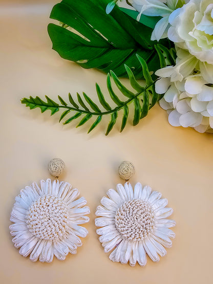 Boho Daisy Raffia Earrings