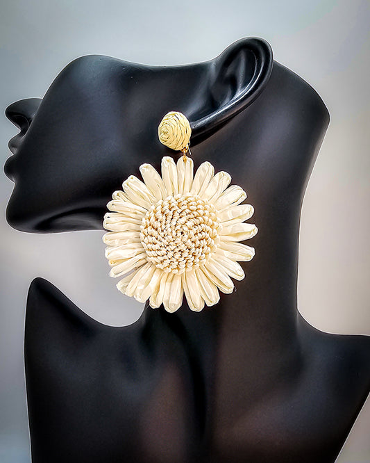 Boho Daisy Raffia Earrings