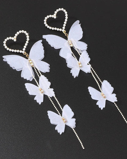 Butterfly Heart-shaped Long Tassels