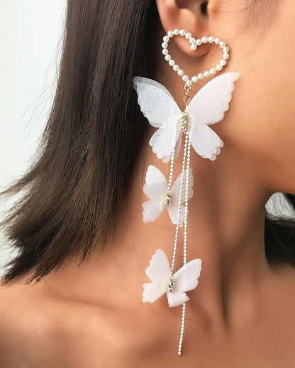 Butterfly Heart-shaped Long Tassels