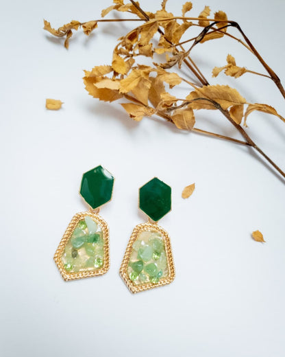 Vintage Retro Emerald Stone Earrings