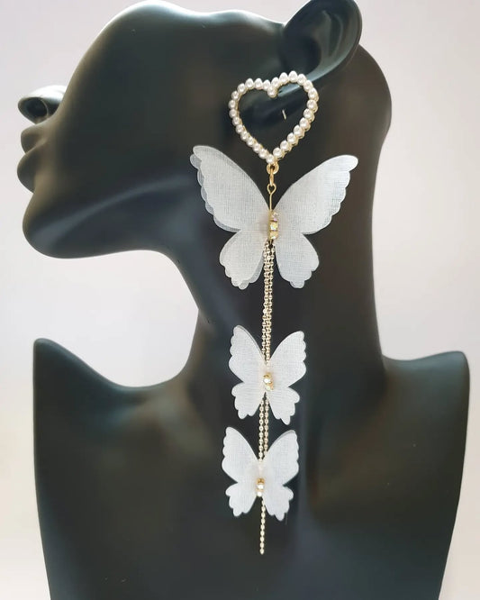 Butterfly Heart-shaped Long Tassels