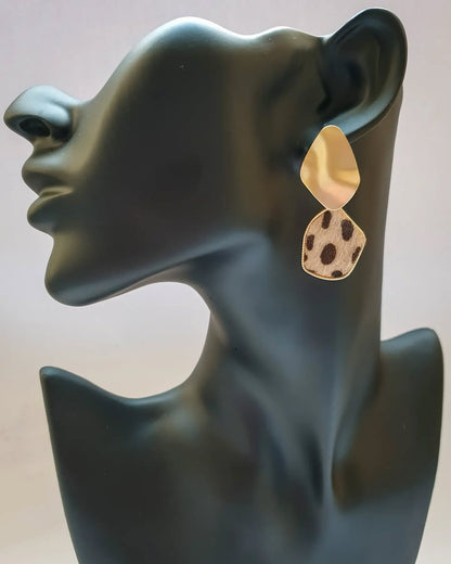 Golden Leopard Matte Print Dangles