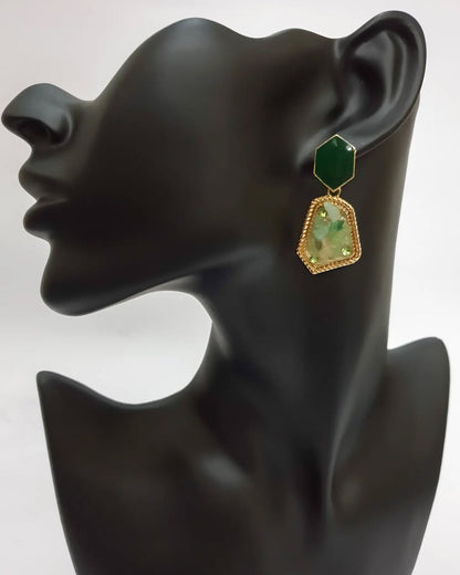 Vintage Retro Emerald Stone Earrings