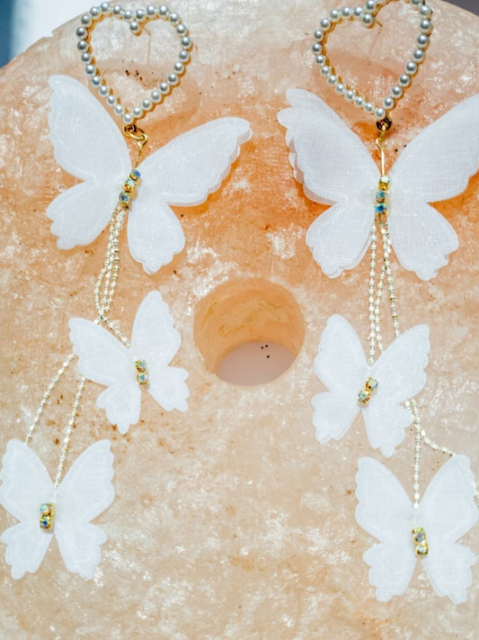 Butterfly Heart-shaped Long Tassels