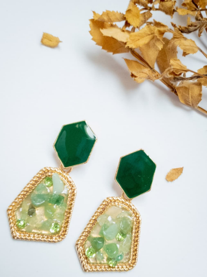Vintage Retro Emerald Stone Earrings